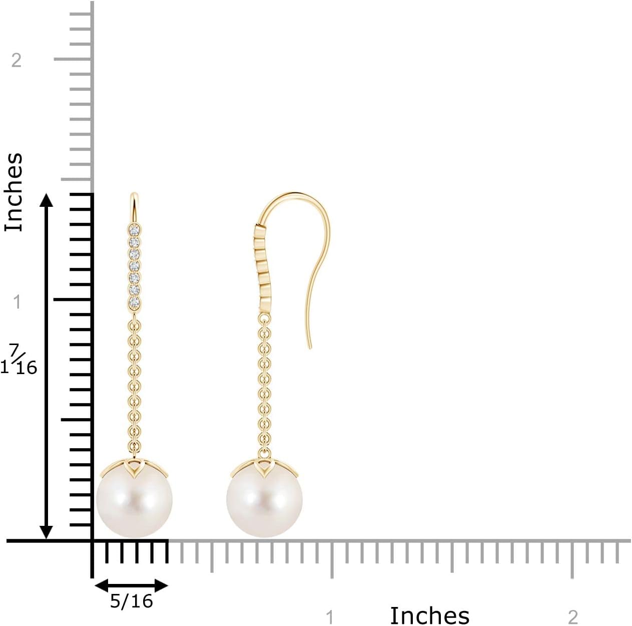 ANGARA Freshwater Pearl Earrings for Women | Round Freshwater Cultured Pearl Diamond Drop Earrings in 14K Solid Gold/Platinum | June Birthday, Anniversary, Gemstone Jewelry Gift
