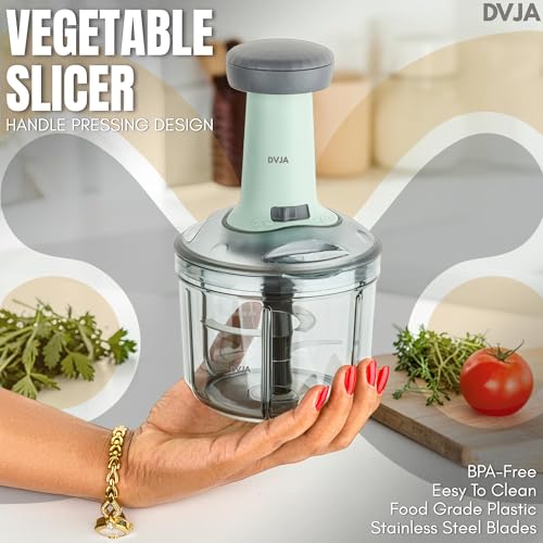 Image of Chopper for Kitchen Use 1000ML,5 Blade Steel Large Manual Hand-Press Vegetable Chopper Mixer Cutter to Cut Onion, Salad, Tomato, Potato (1000 ML)