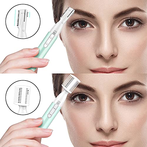 Eyebrow Trimmer, Funstant Precision Electric Eyebrow Razor for Women Battery-Operated Facial Hair Remover with Comb No Pulling Sensation Painless for Face Chin Neck, Upper-Lip, Peach-Fuzz - Image 5
