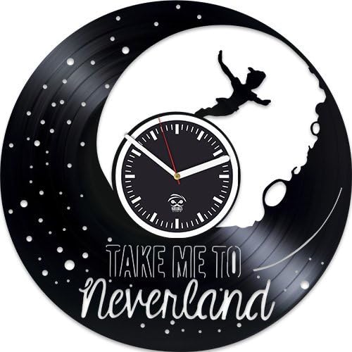 Peter Pan Clock, Wendy Gift, Walt Disney Home Decor, Cartoons Movie, Vinyl Wall Clock, Best Gift for Girl, Vinyl Record Clock, Silent, Wall Sticker, Wall Clock Modern