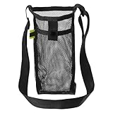 PATIKIL Bolsa para Botella de Agua de 22mmx13mm, Porta Botella de Malla con Correa Ajustable para Deportes, Senderismo, Camping, Negro