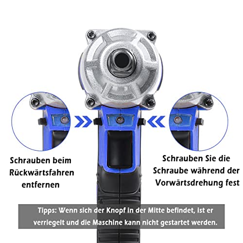 3 in 1 Akku Schlagschrauber 1/2 Zoll & 420Nm Drehmoment Akku Bohrschrauber & Akkuschrauber mit 6.0 Ah Akku, LED-Arbeitslicht, 18V Akku Drehschlagschrauber mit Koffer und 16pcs Zubehör – Bild 4