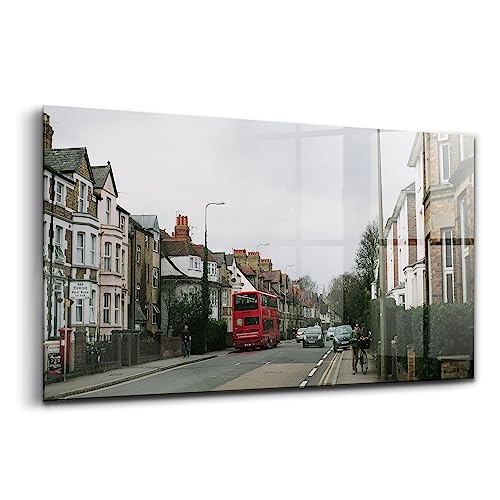Bus dans la ville d'Oxford peinture sur verre coloré durable 120x60cm