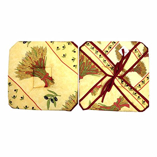 Coussin de chaise à rabats bouquet de blé paille 36 cm x 36 cm
