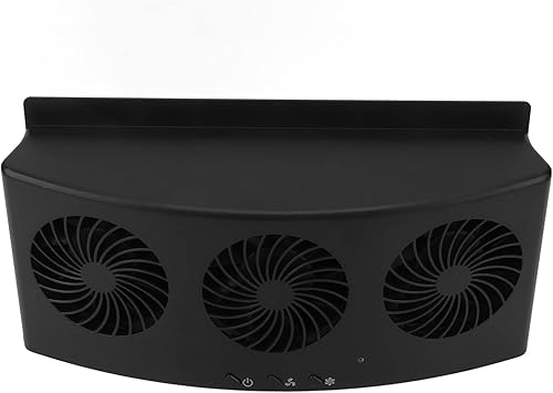 FOUF Ventilador de coche, 3 ventiladores, 2 niveles, alimentado por energía solar, bajo ruido, buena disipación de calor, alimentado por USB, negro