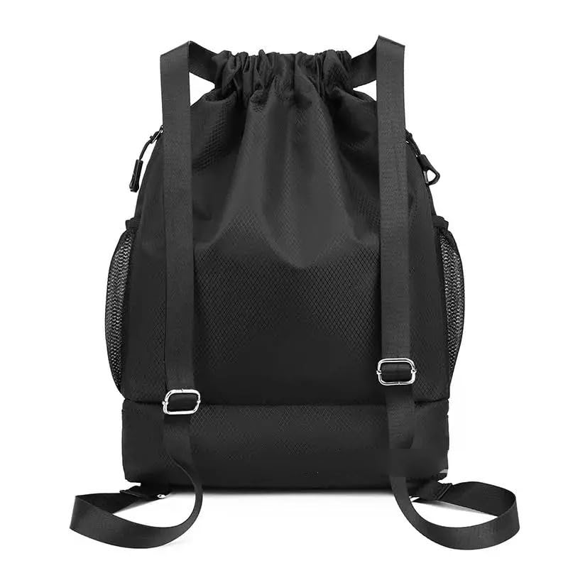 Sacca Borse con coulisse alla moda, tessuto resistente, zaino da donna, capacità sportiva, grande, nuoto, for adolescenti e fitness(Noir)