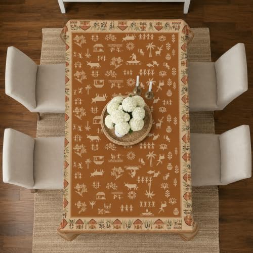 Image of STITCHNEST Cotton Slub Table Cover for 6 Seater Dining Table|54 x 78 Inches, Digitally Printed|Durable, Washable & Fade-Resistant Fabric