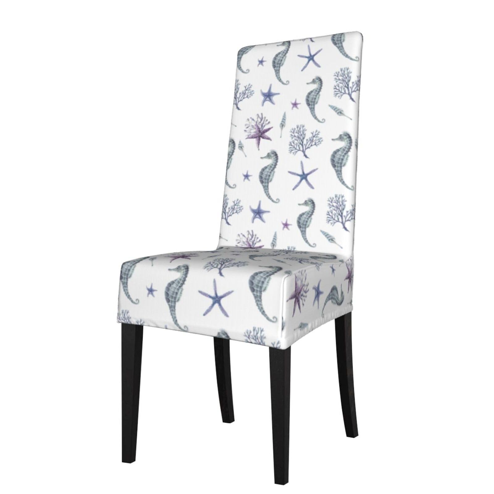 Lkymoh As Picture Seahorse Coral Starfish Sea Summer, Chair Covers Stretch Chair Slipcovers For Dining Room, For Party Pet Protection Universal Fit Soft Polyester