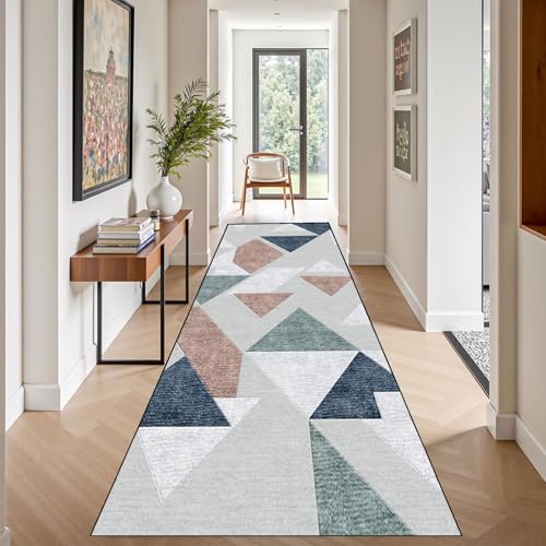 Alfombra moderna para entrada de casa y pasillo largo lavable de 45 x 370 cm 8