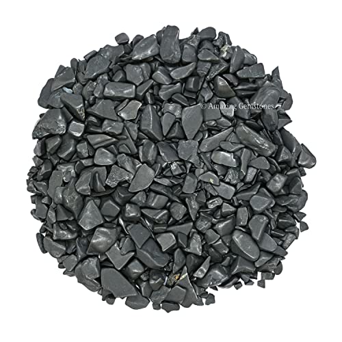 Image of Shungite Crystal Chips Aquarium Gravel Rocks - Bulk Fish Tank Gravel, Small Tumbled Stone and Tiny Crystals for Decoration (Natural AAA Grade Gemstones)