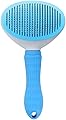 Dog Brush Cat Brush Grooming Comb,Self Cleaning Cat Dog Slicker Brushes with Smooth handle,Pet Grooming Tool with Cleaning Button for Cat Dog Shedding Tools Cat Dog Massage Clean Tangled Brush (blue)