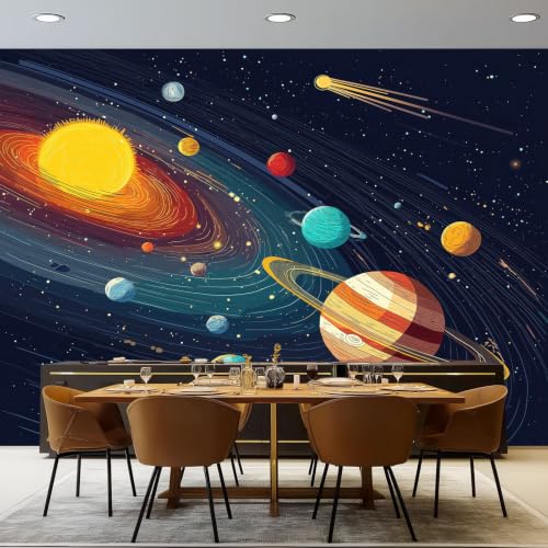 Fresque murale univers pour transformer la chambre d'enfant en station spatiale