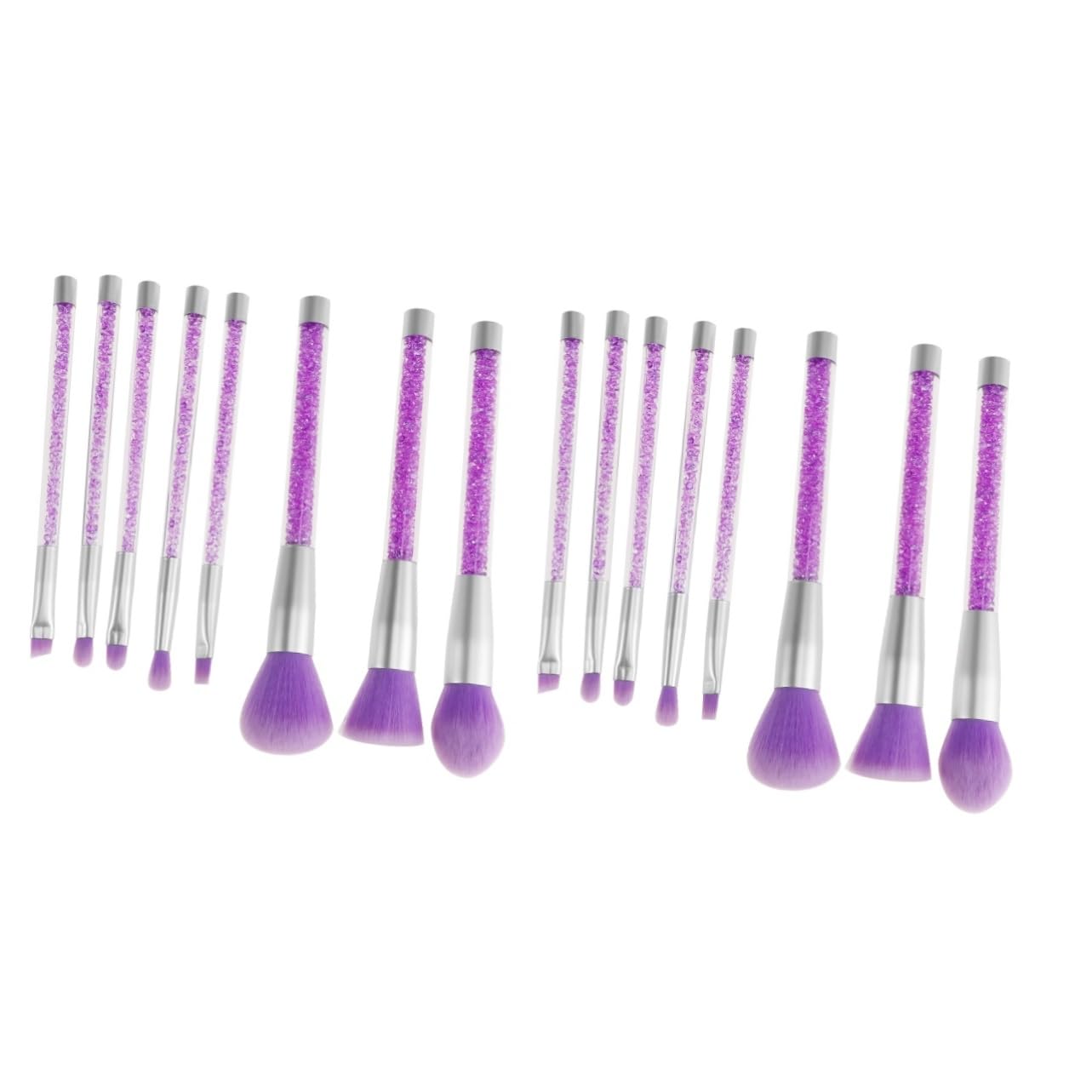 Housoutil 16piezas Brochas De Maquillaje Con Mango De Rhinestone Pinceles De Cosméticos Transparentes Para Mujeres Color
