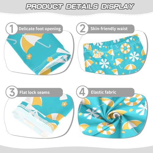 Summer Beach Umbrellas Flower Girls Leggings Soft Stretch Workout Yoga Dance Pants for Kids Casual Tights3