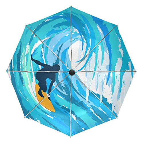 Parapluie automatique Vnurnrn surf de mer pliant anti-UV pour voyage et plage