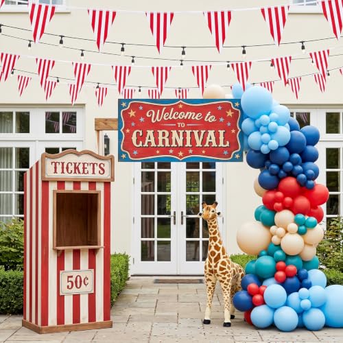 Image of RUBFAC 425ft 300pcs Red White Striped Pennant Banner Flags