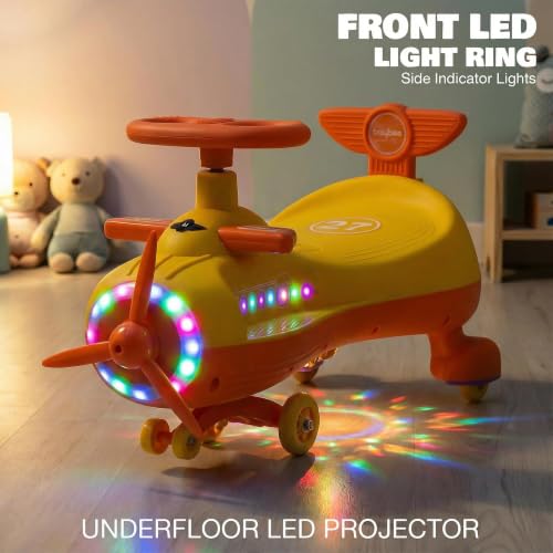 Image of Baybee Cruzo Baby Swing Car for Kids | Twister Push Ride on Car with RGB Lights & Music | 360 Rotation, Smooth Wheels, Indoor & Outdoor Magic Push Car for Boys & Girls, Age 2+ Years (Yellow)