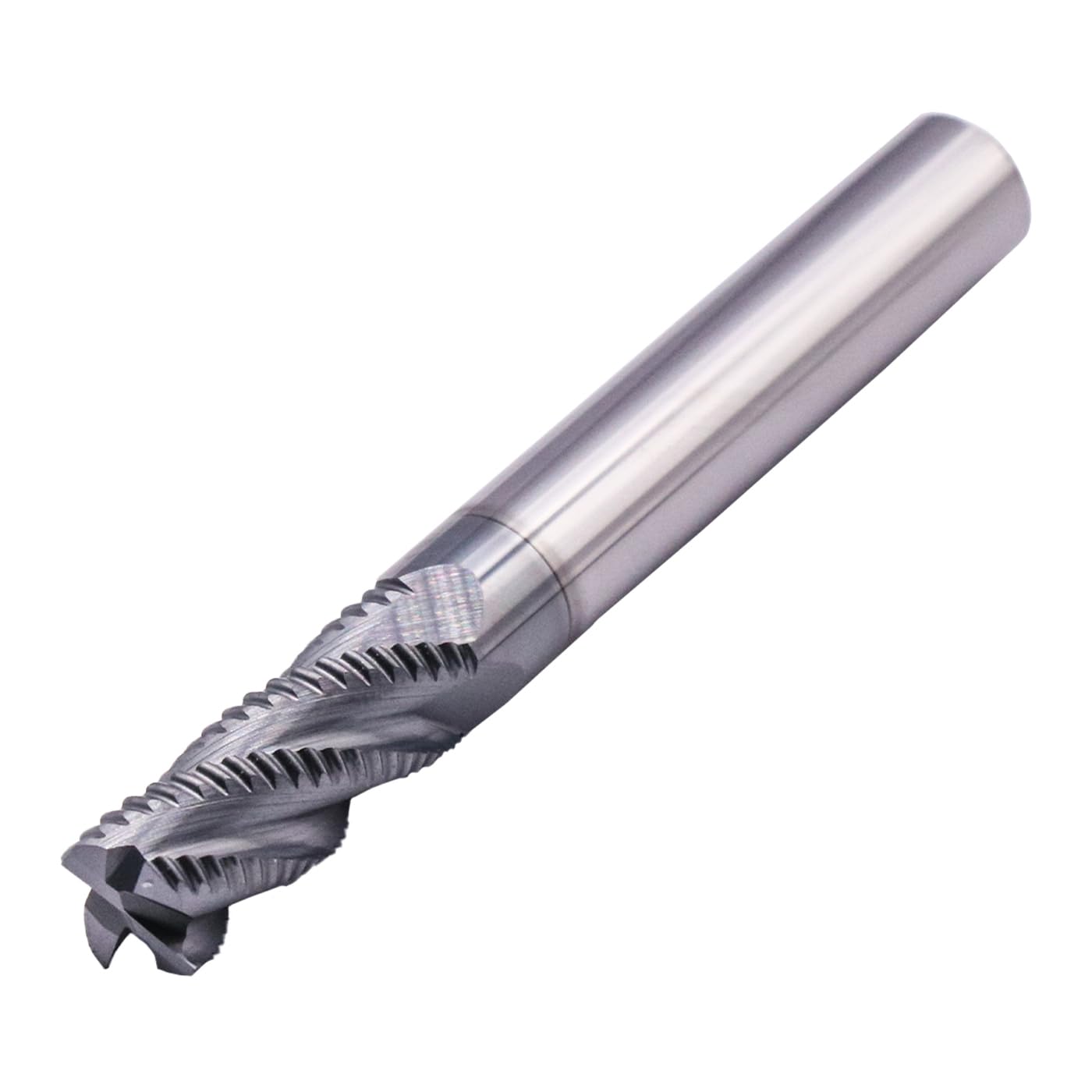 Solid Carbide Roughing End Mill(1Pc 5/16in) - ALCrSiN Nano Coated, 4 Flute, 35 Degree Helix, 5/16" Cutting Diameter, 5/16" Shank Diameter, 13/16" Length of Cut, 2-1/2" Overall Length
