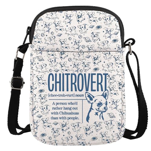 GJTIM Chihuahua Gift Chihuahua Dog Mom Gift Chitrovert Crossbody Bag For Dog Lover