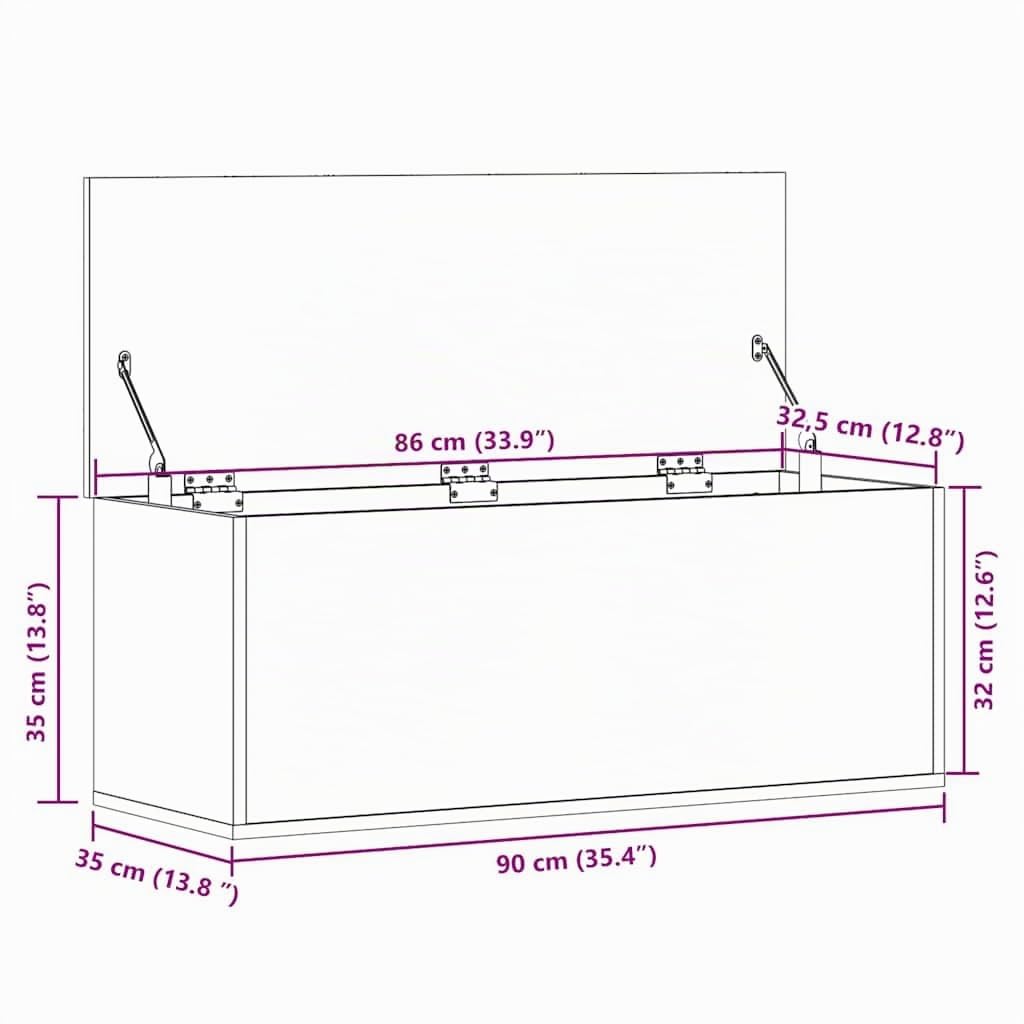 vidaXL Caja de almacenaje Madera de ingeniería Blanco 90x35x35 cm, Caja de Mantas, Cofre de Almacenamiento, baúl de Juguetes, Caja de Juguetes