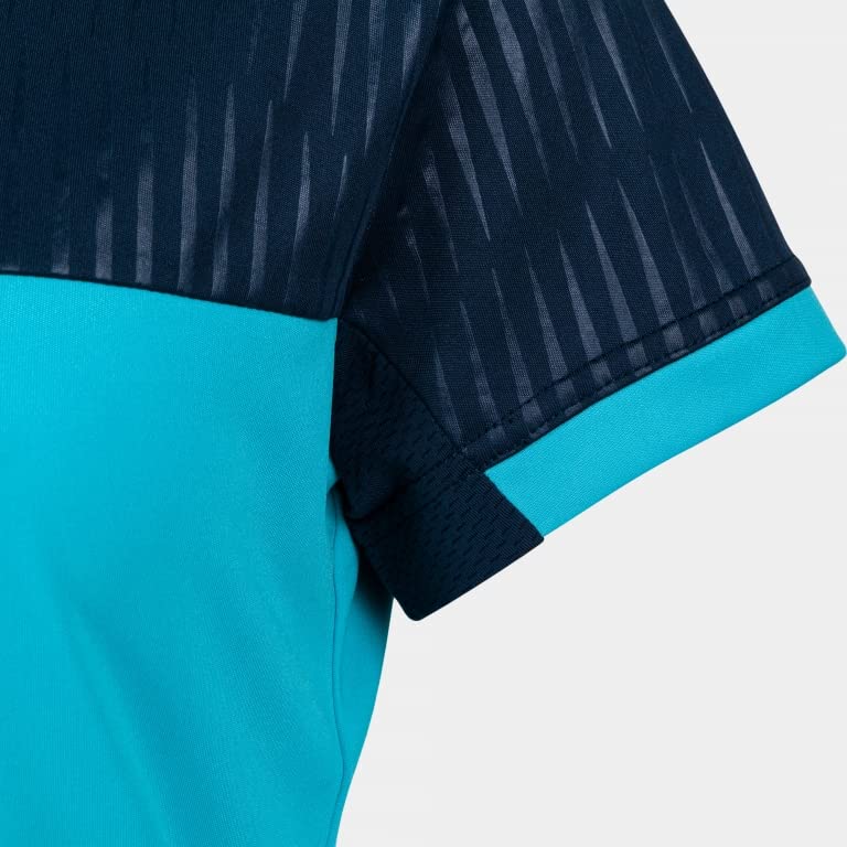 Joma Damen Kurzarm Montreal T-Shirt, Türkis, fluoreszierend, Marineblau, L – Ansicht 2