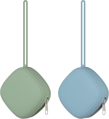 Miniatura 7 de Swelive Paquete de 2 fundas de silicona para chupón, funda portátil de silicona para bolsa de pañales, chupetes de bebé recién nacidos, bolsa de