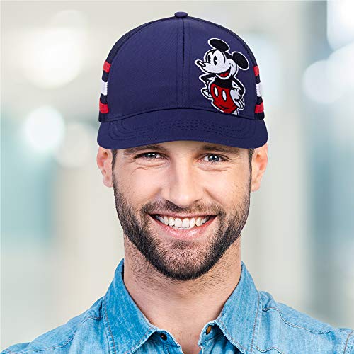 Image of Disney Men's Baseball Cap Mickey Mouse Curved Brim Snap-Back Hat