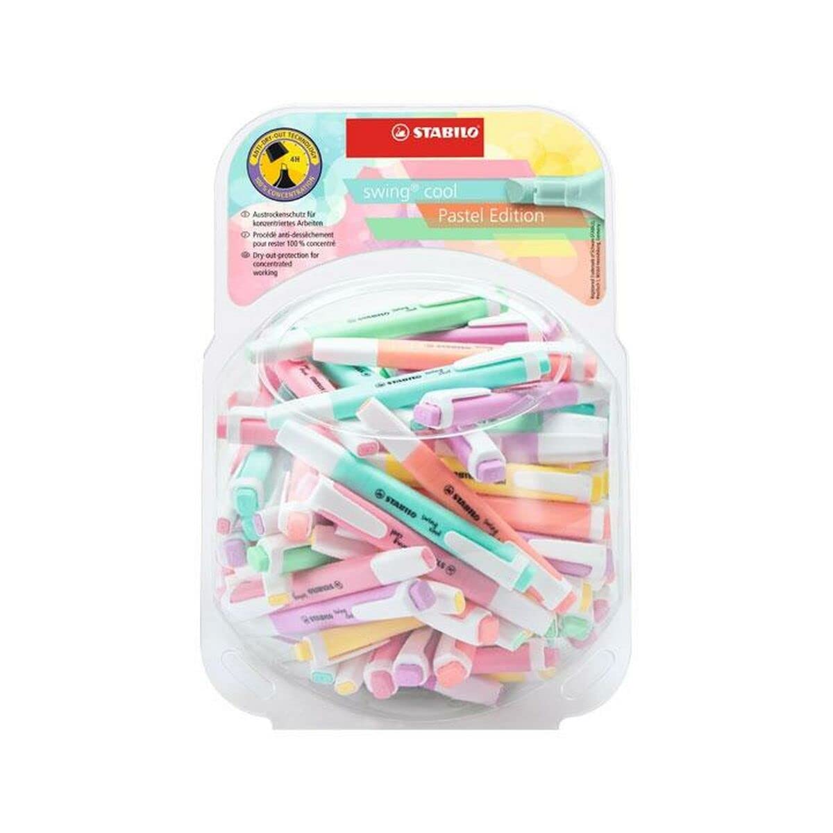STABILO Textmarker swing cool Pastel Edition Bonbonglas VE=100 Stück, SC55500229, sortiert
