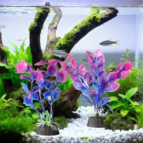 Image of 2 Pcs Plastic Artificial Floating Aquarium Plants Small Aquarium Plant for Betta Fish Tank 4.5 Inch Fish Tank Decorations Aquatic Water Grass Plastic Artificial Plant Reptiles Plants