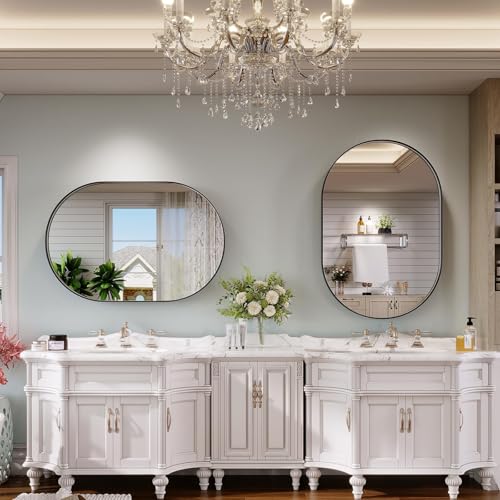 Miroir mural ovale doré 40x80 cm format pilule pour une décoration moderne - 6