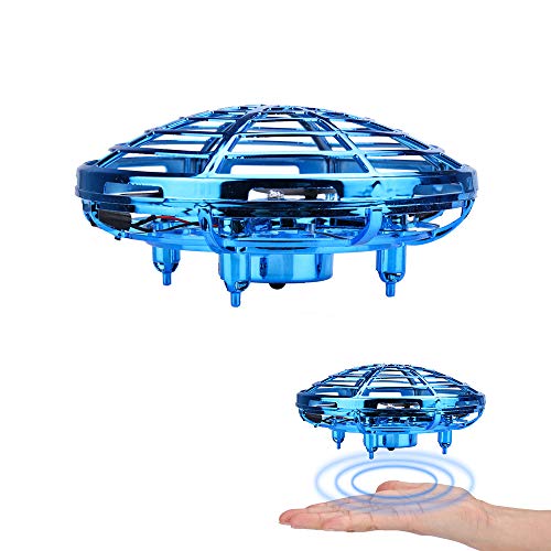 IAMGlobal Hand Controlled Flying Ball, Flying Helicopter, Flying Toys, Kids Mini Drones, Infrared Induction Helicopter Ball with 360Â° Rotating and Shinning LED Lights (Blue)