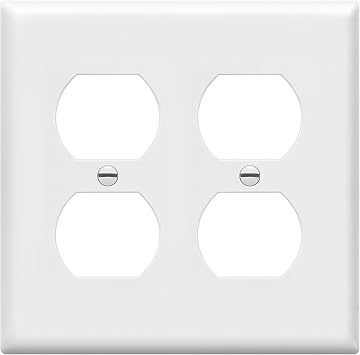 Enerlites 8822-W Duplex Receptacle Outlet Wall Plate, Standard Size 2-Gang, Polycarbonate Thermoplastic, White