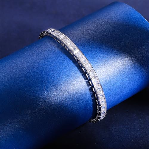 Gemsme 4 * 4mm Square Tennis Bracelet, 4mm Thin 18K White/Yellow Gold Plated Square Cubic Zirconia Tennis Bracelet for Women3