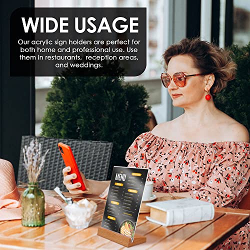 8.5 X 11 In Clear Acrylic Sign Holder, 3 Pack Acrylic Photo Frame With Wood Base, Sign Holders For Table Top, Portrait Style Plastic Display Stand For Office, Store, Home, Restaurant #TOP3