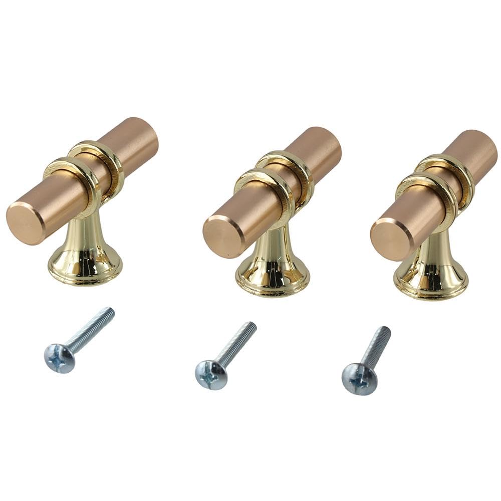 Upluckey Drawer Pulls 10 Pack T Shape Single Hole Zinc Alloy Dresser Knob Luxury Polished Gold Furniture Hardware Kitchen Bathroom - Image 2