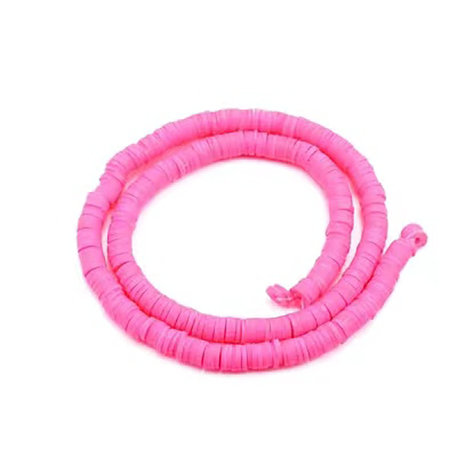 About 380-400pcs 7mm Clay Beads Flat Round Polymer Clay Spacer Beads Pink Handmade Rondelle Disc Slice Heishi Loose Bead Strand for DIY Jewelry Bracelet Necklace Earring Craft Making