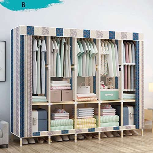 Armario portátil ZAW de tela no tejida con barra para colgar ropa y estantes de 200x45x168 cm 4
