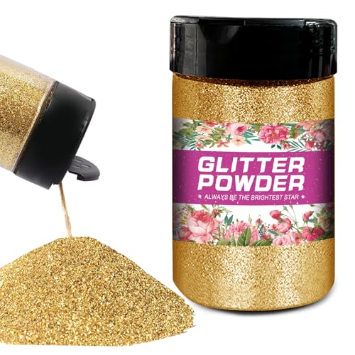 DOTUHAO Glitter, Gold Fine Glitter, Holographic Extra, Extra Fine Glitters for Crafts, Cosmetic Glitters for Resin Arts Crafts, Candle Making, Nail (Gold,2oz)