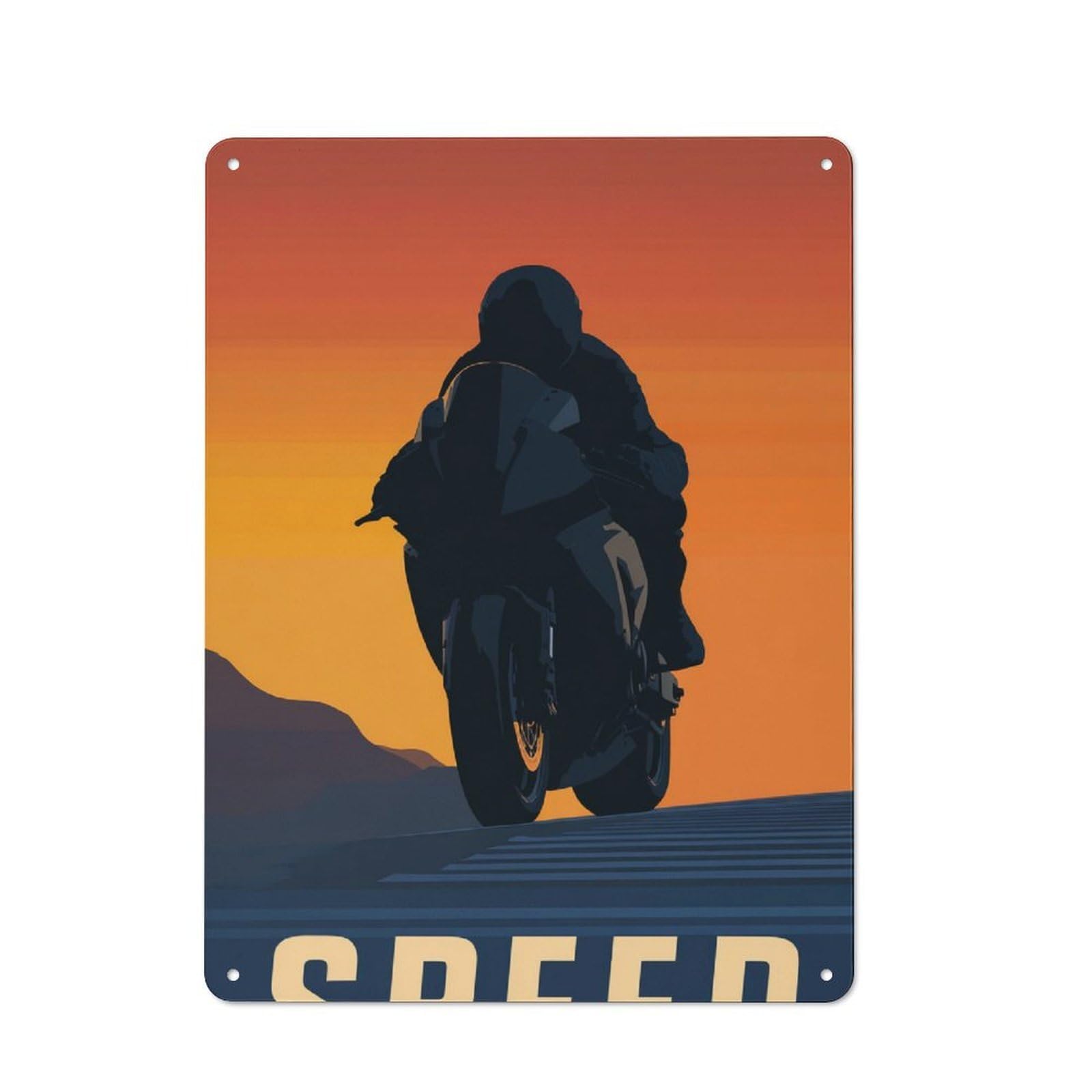 Junmoney Ride Into Speed Retro Tin Sign 40X30cm For Workshop Wall, For Collectors Of Retro Metal Wall Decor