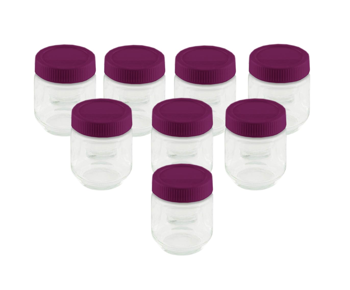 LITTLE BALANCE 8539 yogurt, Glass, 190 milliliters, Transparent Jar, Plum Lid