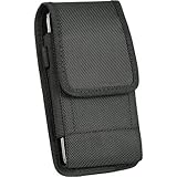 Heavy Duty Vertical Extra Large Canvas Nylon Pouch Case Belt Loop , Metal Clip Holster + Screen LCD Cleaning Cloth Fits Apple iPhone 4S 4 with OTTERBOX ARMOR Case On
