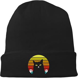 Black Flexible Classic Adult Beanie Cap for Men Women - Warm Knitted Hat for Winter, Chemo Cap Headwear