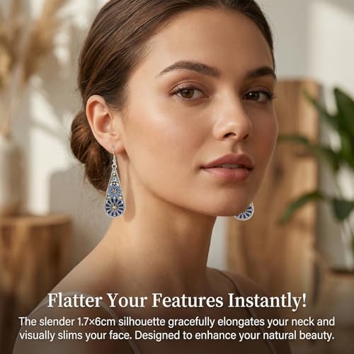 Boucles d'oreilles en forme de fleur bleue pour sublimer un visage - 5