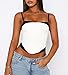 NUFIWI Lace Bustier Corset Crop Top Spaghetti Strap Mesh Boned Corset Tank Top Bodyshaper Cami Tops Streetwear