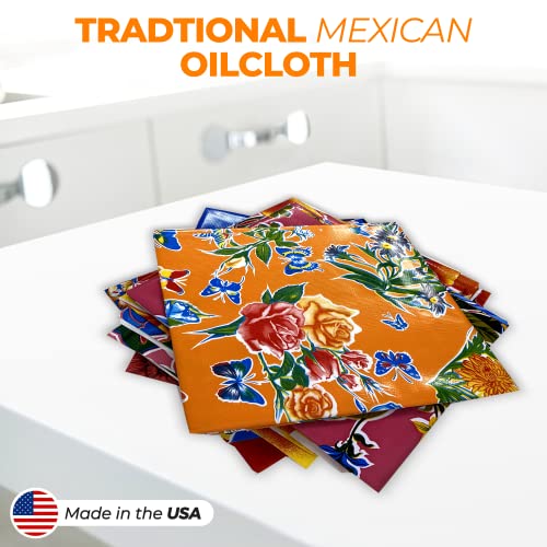 Mexican Oilcloth Tablecloth | Outdoor Tablecloth | Oil Cloth | Waterproof Mat | Picnic Mat | Mexican Vinyl Tablecloth (Orange, Mariposa, Rectangle) #TOP7