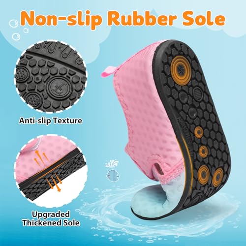 Image of LeIsfIt Kids Water Shoes Girls Boys Quick Dry Aqua Socks Breathable Swim Shoes Non-Slip Barefoot Socks for Beach Surf