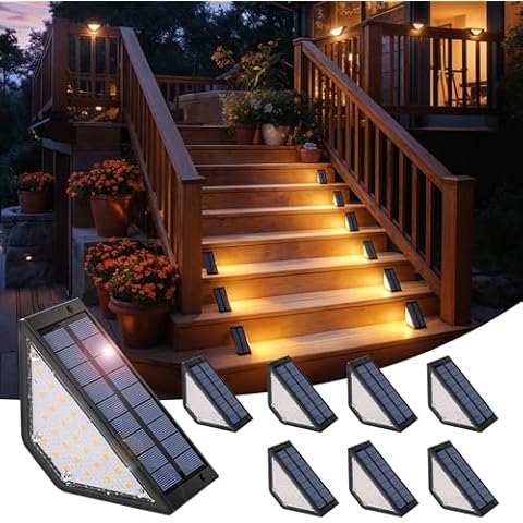 Otdair Solar Step Lights for Outside 8 Pack, 24 LEDs Solar Deck Lights Outdoor, IP67 Waterproof Fence Lights Solar Powered, Solar Lights Outdoor Decor for Step, Deck, Stair, Fence, Patio (Warm White) Cover