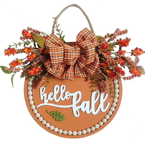 idyllic Welcome Sign for Front Door Wreath，16 Inch fall Wreath...