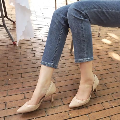 Image of JENN ARDOR Women's Pumps Low Heels Pointed Closed Toe Kitten Dress Shoes for Women Comfortable Stiletto Heeled Sandals Classic Wedding Party D'Orsay Work Pumps