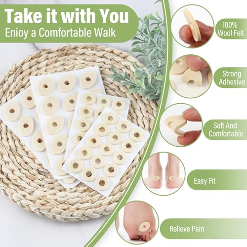 Callus Pads for Feet,60 PCS Callus Pads for Bottom of Foot,Round, Oval Callus Cushions Callus Pads,Adhesive Felt Corn Pads for Pain Relief from Shoe - Thumbnail 3